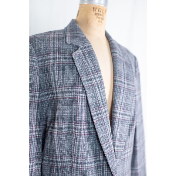Vintage 80s Pendleton Gray Wool Plaid Blazer, Classic Academia Jacket, Retro LG - Picture 4 of 8